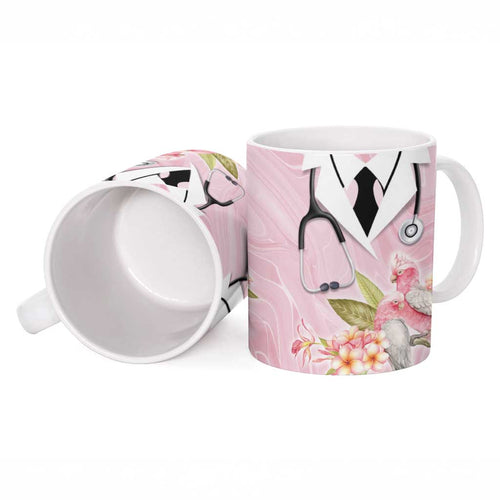 Aussie Nurse RN Pink Cockatoo Ceramic Mug