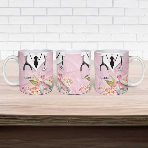 Aussie Nurse RN Pink Cockatoo Ceramic Mug