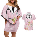 Aussie Nurse RN Pink Cockatoo Couples Matching Off Shoulder Short Dress and Hawaiian Shirt
