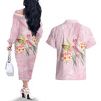 Aussie Nurse RN Pink Cockatoo Couples Matching Off The Shoulder Long Sleeve Dress and Hawaiian Shirt