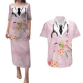 Aussie Nurse RN Pink Cockatoo Couples Matching Puletasi and Hawaiian Shirt