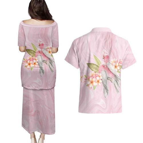 Aussie Nurse RN Pink Cockatoo Couples Matching Puletasi and Hawaiian Shirt