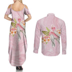 Aussie Nurse RN Pink Cockatoo Couples Matching Summer Maxi Dress and Long Sleeve Button Shirt