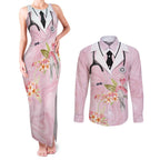 Aussie Nurse RN Pink Cockatoo Couples Matching Tank Maxi Dress and Long Sleeve Button Shirt