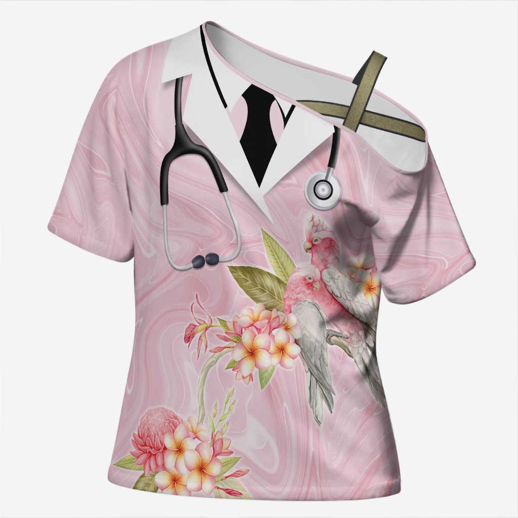 Aussie Nurse RN Pink Cockatoo Cross Shoulder Shirt