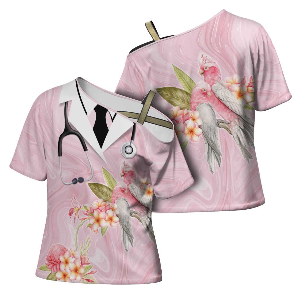 Aussie Nurse RN Pink Cockatoo Cross Shoulder Shirt