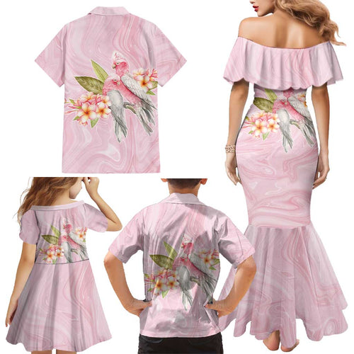 Aussie Nurse RN Pink Cockatoo Family Matching Mermaid Dress and Hawaiian Shirt