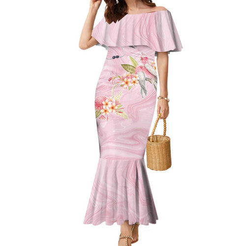 Aussie Nurse RN Pink Cockatoo Family Matching Mermaid Dress and Hawaiian Shirt
