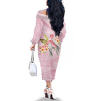 Aussie Nurse RN Pink Cockatoo Family Matching Off The Shoulder Long Sleeve Dress and Hawaiian Shirt