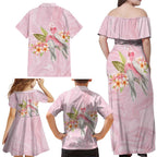 Aussie Nurse RN Pink Cockatoo Family Matching Off Shoulder Maxi Dress and Hawaiian Shirt