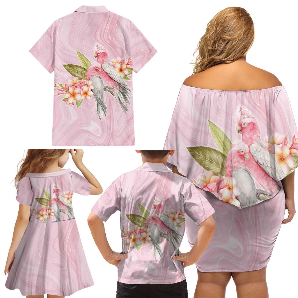 Aussie Nurse RN Pink Cockatoo Family Matching Off Shoulder Short Dress and Hawaiian Shirt