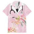 Aussie Nurse RN Pink Cockatoo Family Matching Off Shoulder Short Dress and Hawaiian Shirt