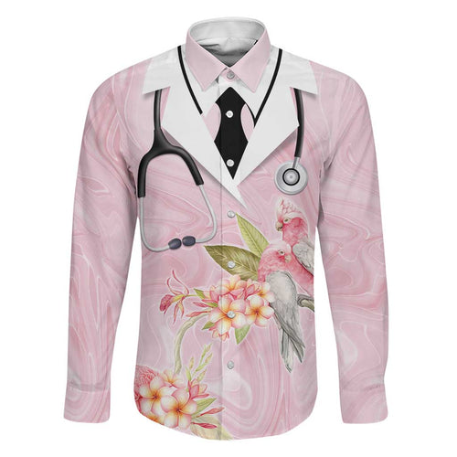 Aussie Nurse RN Pink Cockatoo Family Matching Off Shoulder Short Dress and Hawaiian Shirt