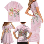 Aussie Nurse RN Pink Cockatoo Family Matching Short Sleeve Bodycon Dress and Hawaiian Shirt