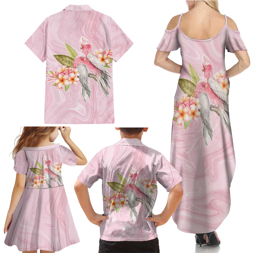 Aussie Nurse RN Pink Cockatoo Family Matching Summer Maxi Dress and Hawaiian Shirt