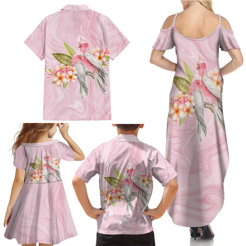Aussie Nurse RN Pink Cockatoo Family Matching Summer Maxi Dress and Hawaiian Shirt