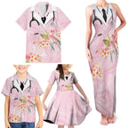 Aussie Nurse RN Pink Cockatoo Family Matching Tank Maxi Dress and Hawaiian Shirt