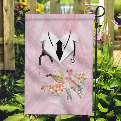 Aussie Nurse RN Pink Cockatoo Garden Flag