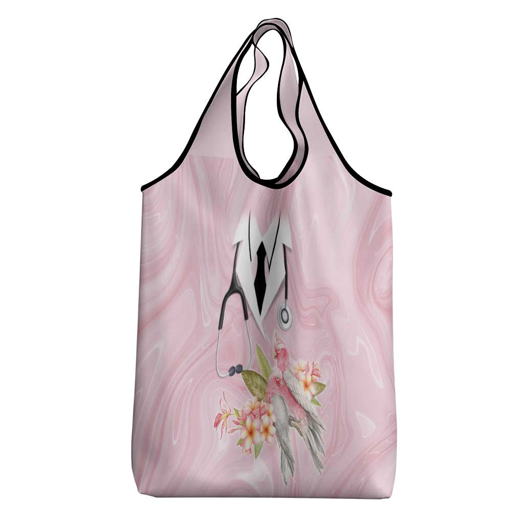 Aussie Nurse RN Pink Cockatoo Grocery Bag