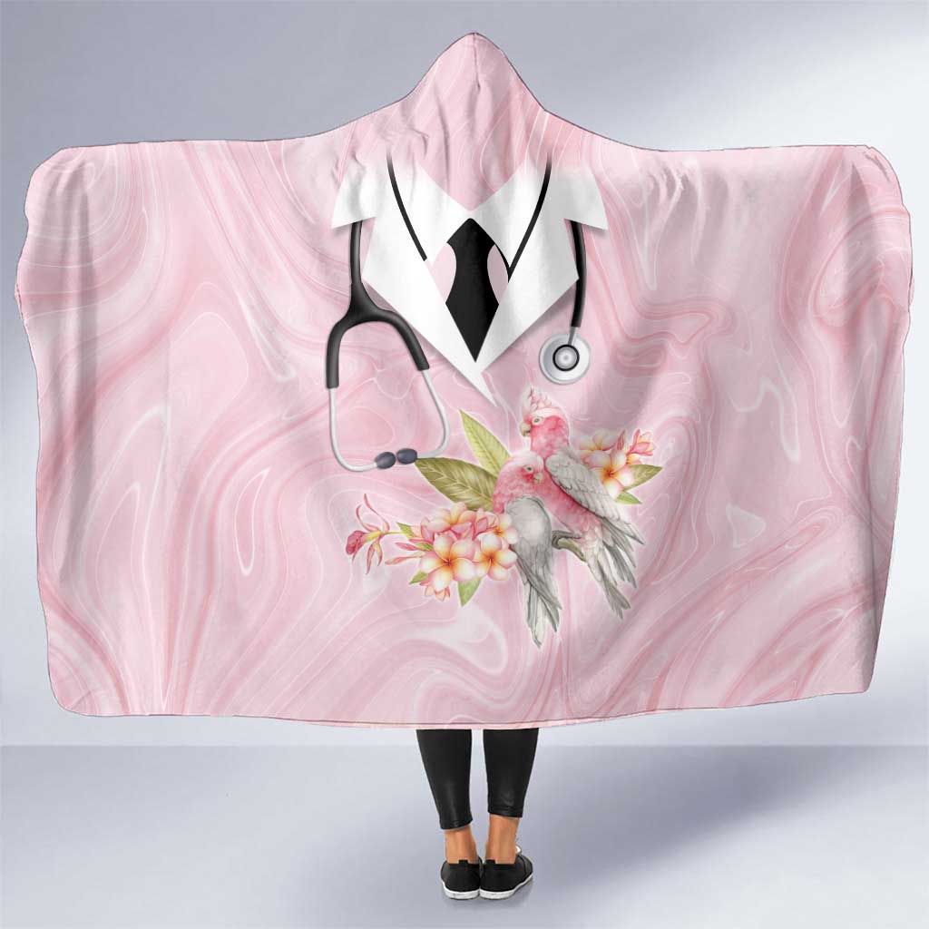 Aussie Nurse RN Pink Cockatoo Hooded Blanket