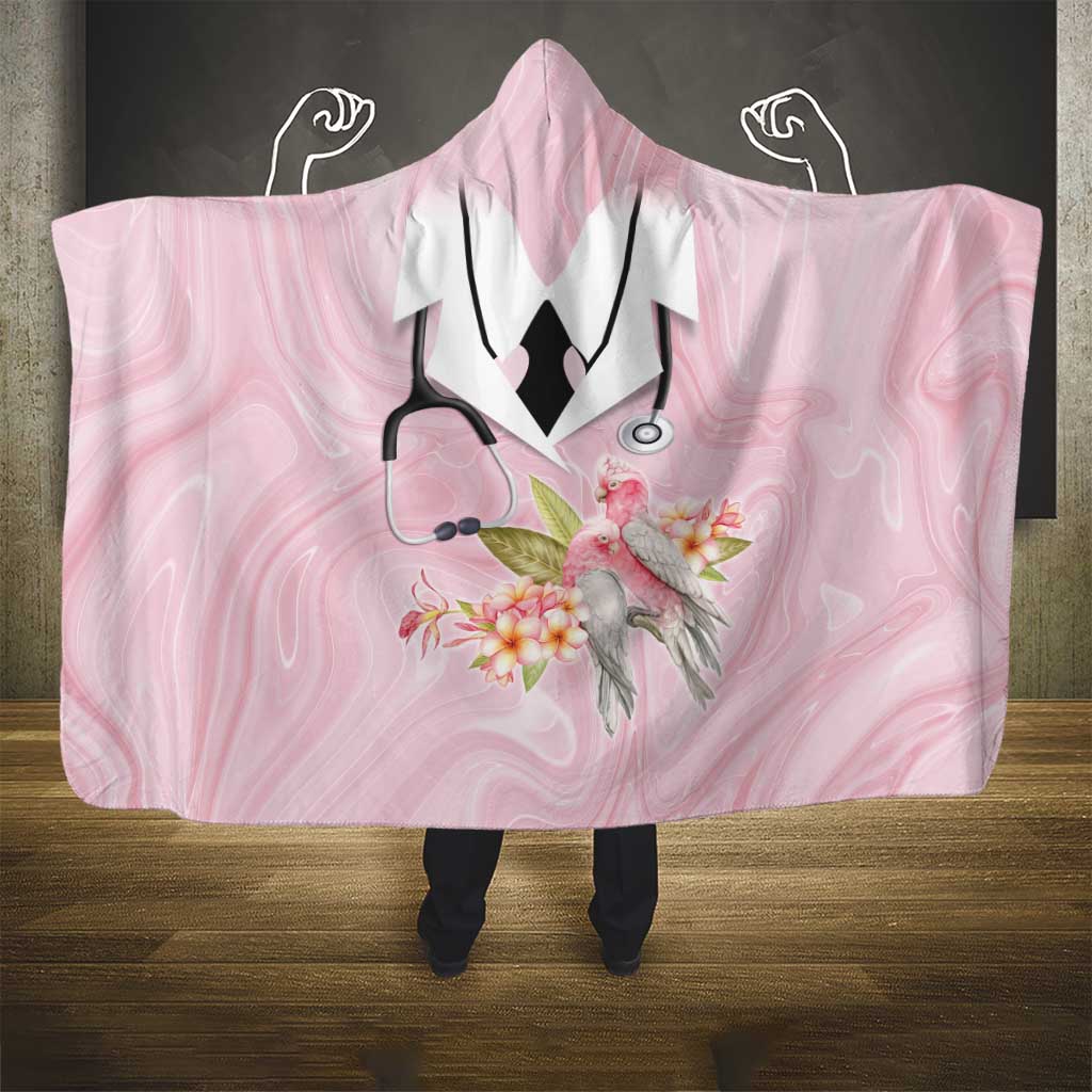 Aussie Nurse RN Pink Cockatoo Hooded Blanket