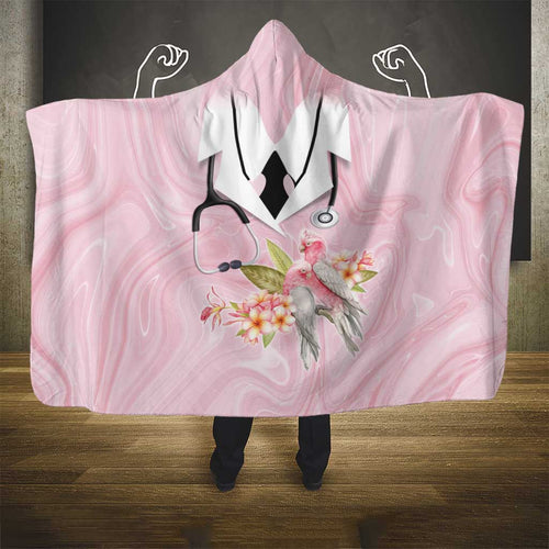 Aussie Nurse RN Pink Cockatoo Hooded Blanket