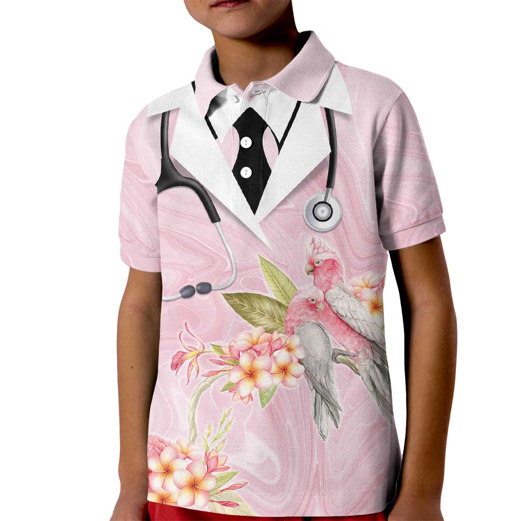 Aussie Nurse RN Pink Cockatoo Kid Polo Shirt