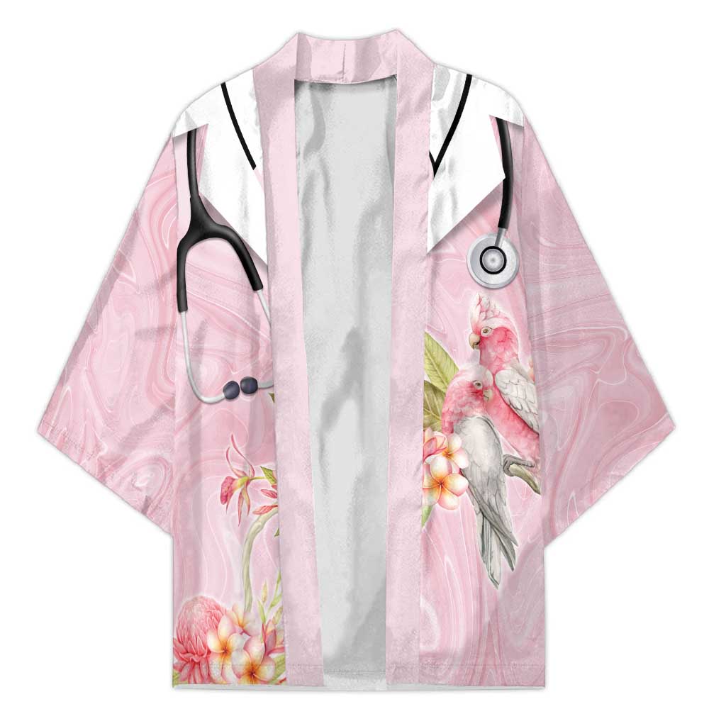 Aussie Nurse RN Pink Cockatoo Kimono