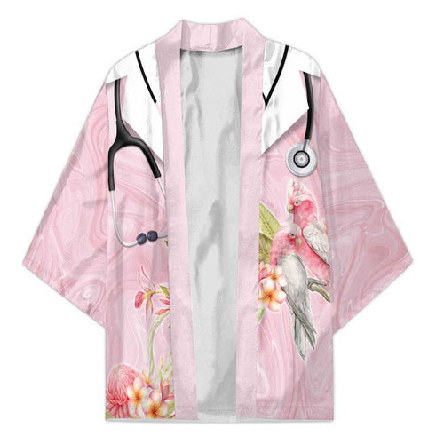 Aussie Nurse RN Pink Cockatoo Kimono