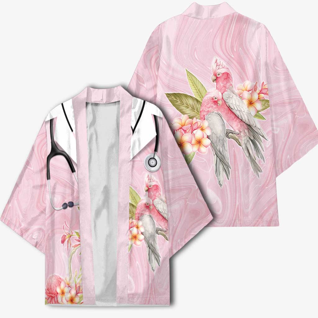 Aussie Nurse RN Pink Cockatoo Kimono