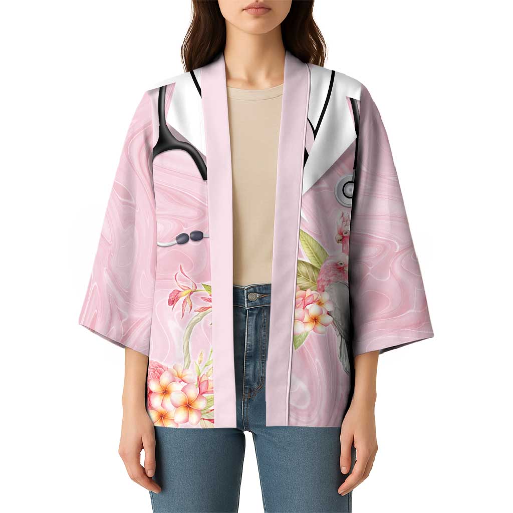 Aussie Nurse RN Pink Cockatoo Kimono
