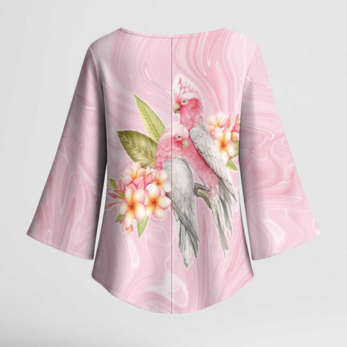 Aussie Nurse RN Pink Cockatoo Kimono Sleeve Blouse