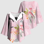 Aussie Nurse RN Pink Cockatoo Kimono Sleeve Blouse