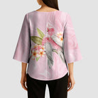Aussie Nurse RN Pink Cockatoo Kimono Sleeve Blouse