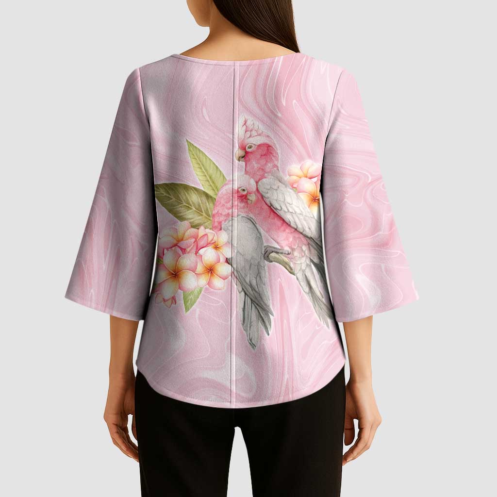 Aussie Nurse RN Pink Cockatoo Kimono Sleeve Blouse