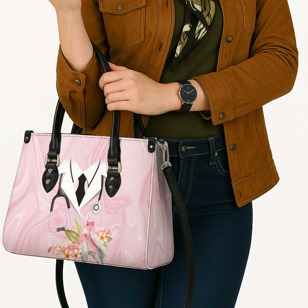 Aussie Nurse RN Pink Cockatoo Leather Bag