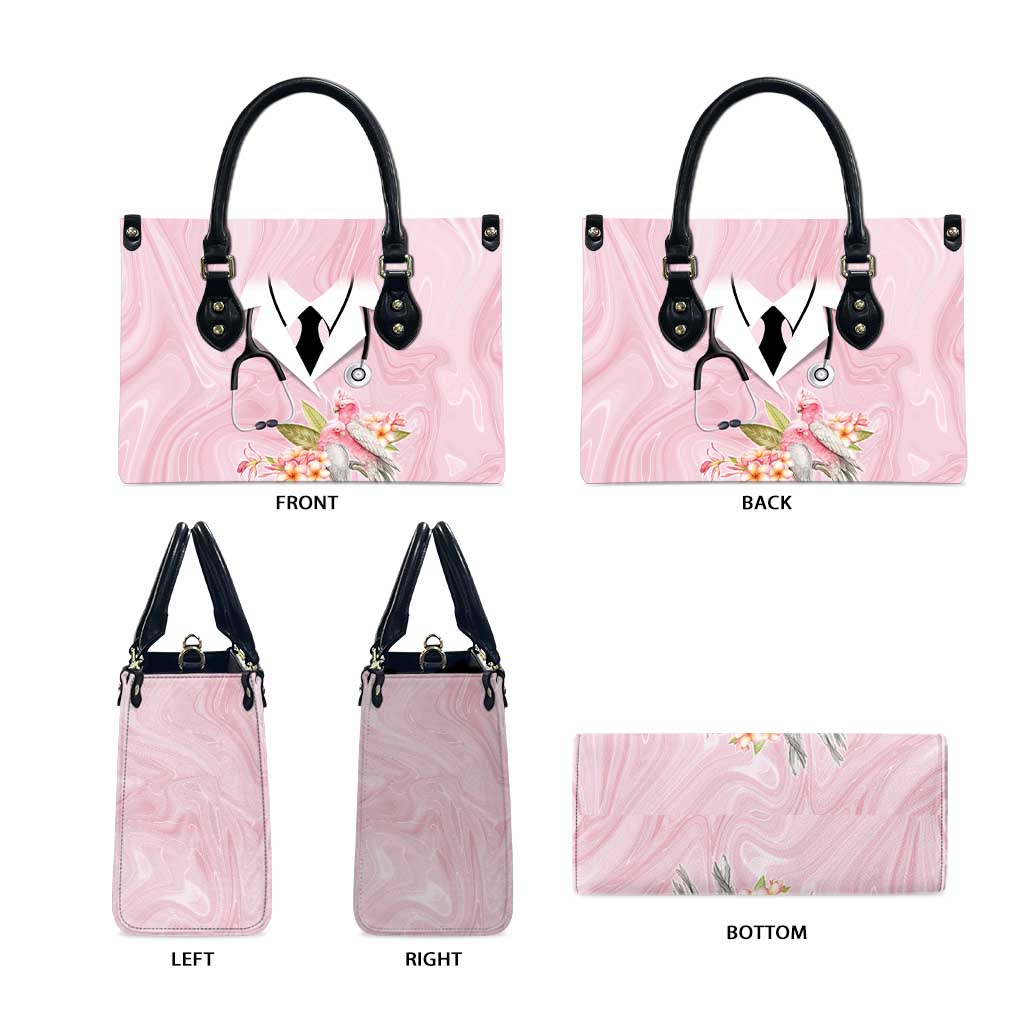 Aussie Nurse RN Pink Cockatoo Leather Bag