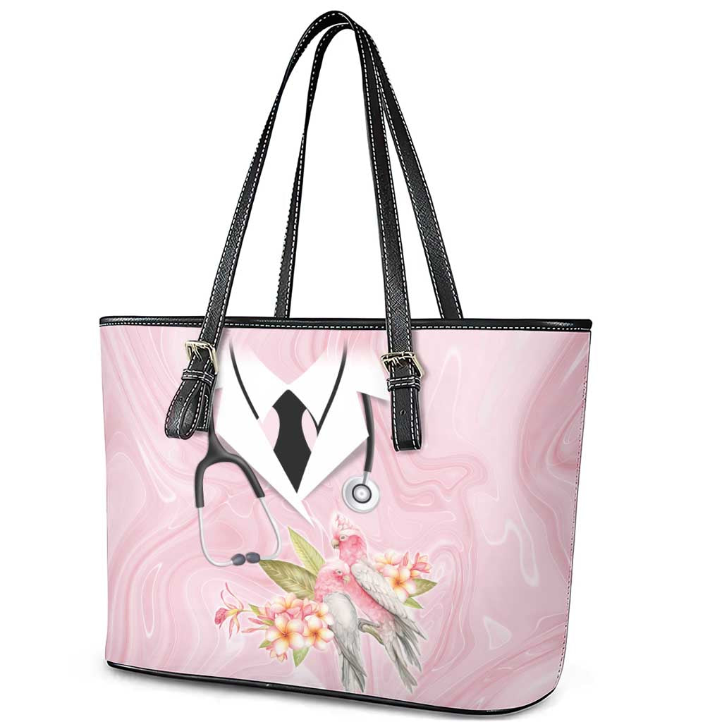 Aussie Nurse RN Pink Cockatoo Leather Tote Bag