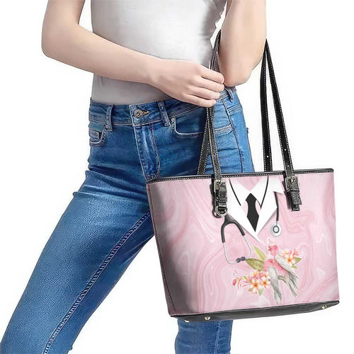 Aussie Nurse RN Pink Cockatoo Leather Tote Bag