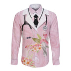 Aussie Nurse RN Pink Cockatoo Long Sleeve Button Shirt