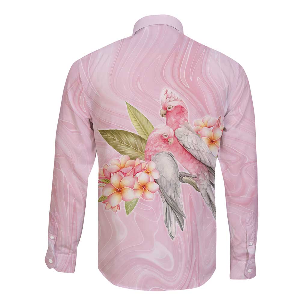Aussie Nurse RN Pink Cockatoo Long Sleeve Button Shirt