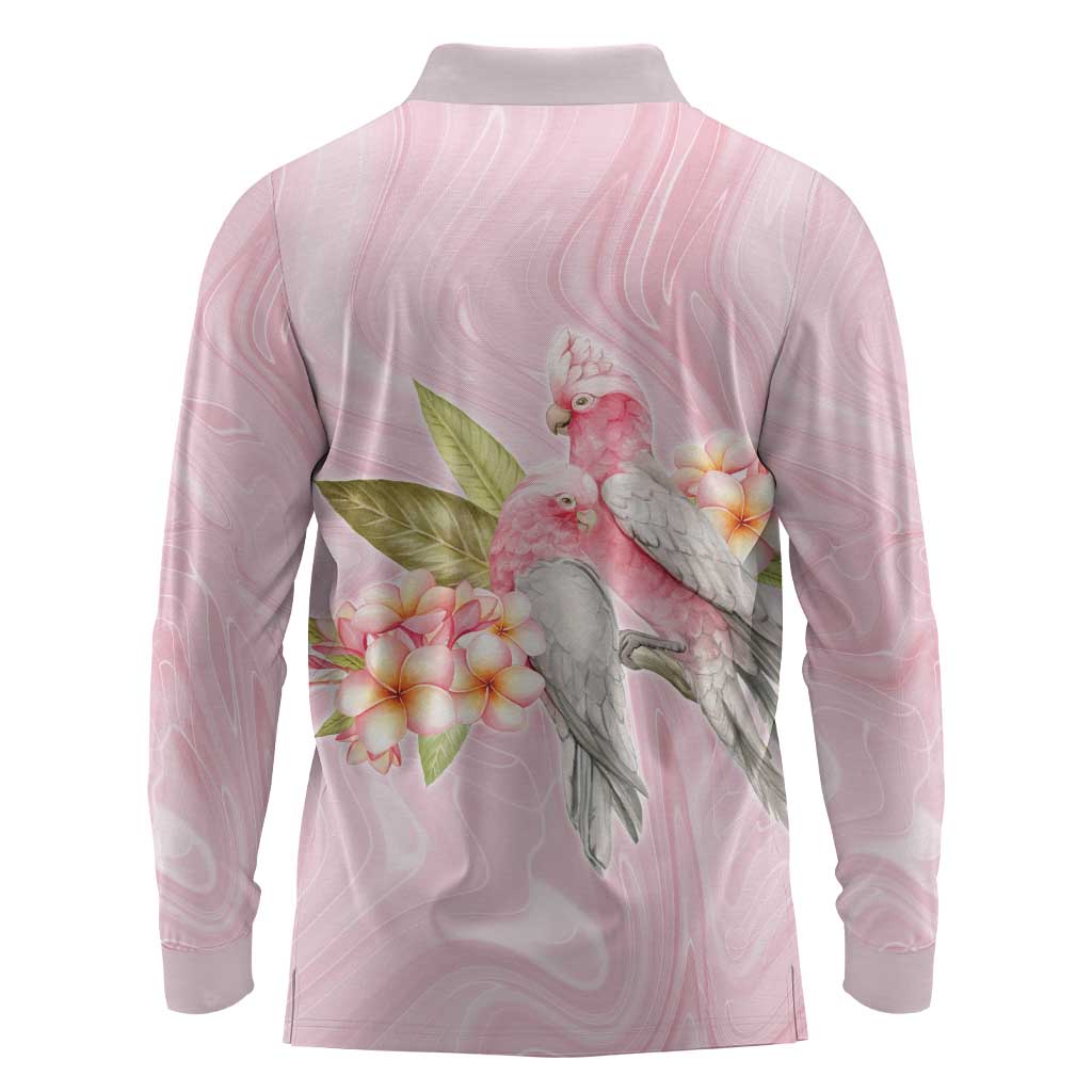 Aussie Nurse RN Pink Cockatoo Long Sleeve Polo Shirt