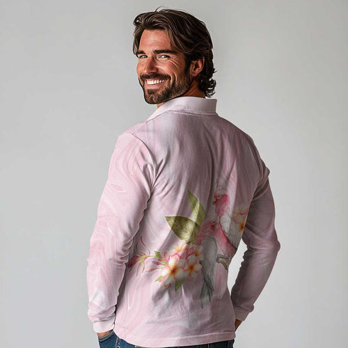 Aussie Nurse RN Pink Cockatoo Long Sleeve Polo Shirt