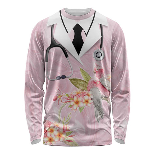 Aussie Nurse RN Pink Cockatoo Long Sleeve Shirt