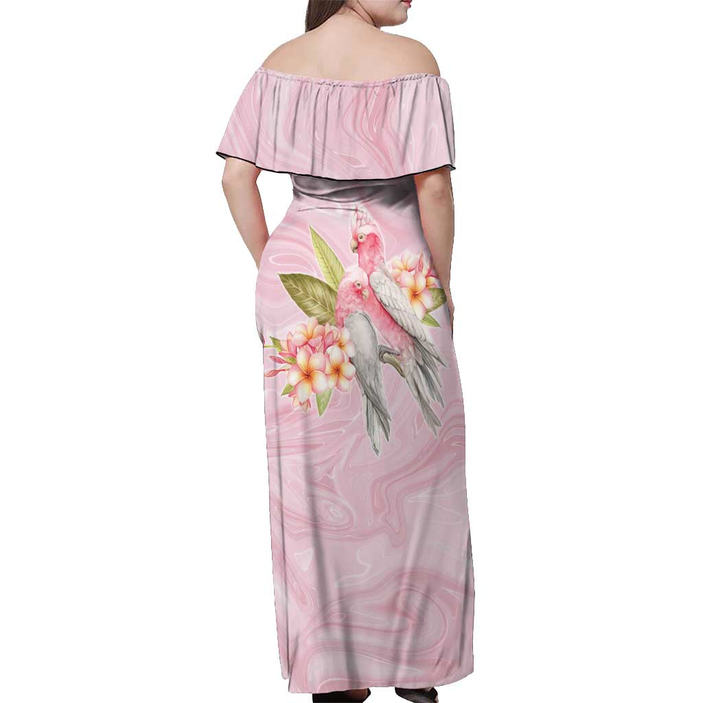 Aussie Nurse RN Pink Cockatoo Off Shoulder Maxi Dress