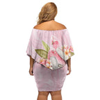 Aussie Nurse RN Pink Cockatoo Off Shoulder Short Dress