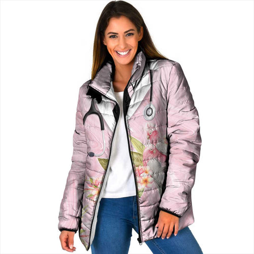 Aussie Nurse RN Pink Cockatoo Padded Jacket