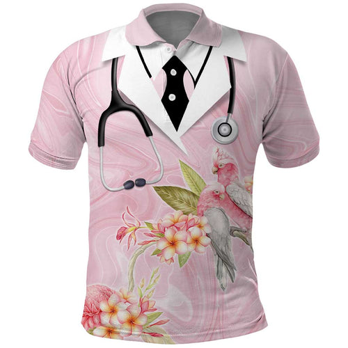Aussie Nurse RN Pink Cockatoo Polo Shirt