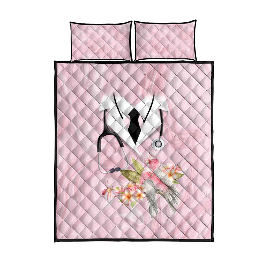 Aussie Nurse RN Pink Cockatoo Quilt Bed Set