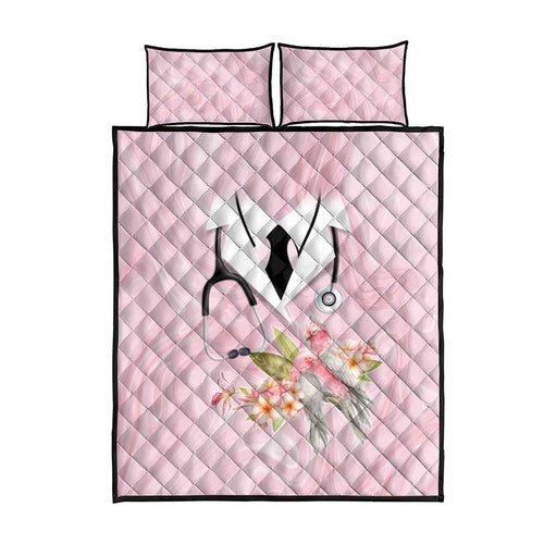 Aussie Nurse RN Pink Cockatoo Quilt Bed Set